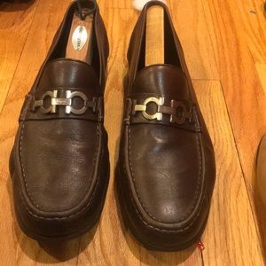 Dark brown ferragamo loafers